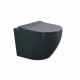 Λεκάνη Κρεμαστή Tema Rim-Off Black Matt με Κάλυμμα Slim Soft closing Duroplast FIT-325N